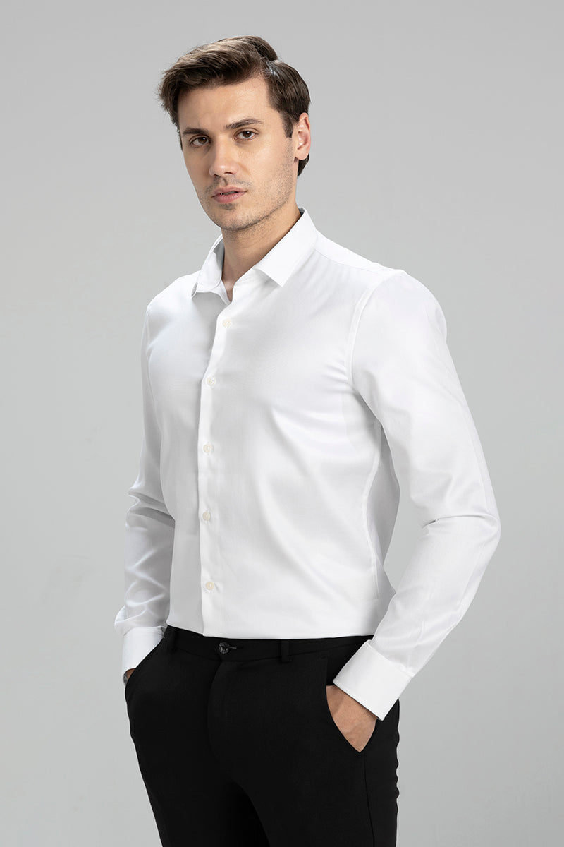 Buy Men's Cross Line White Giza Cotton Shirt Online | SNITCH