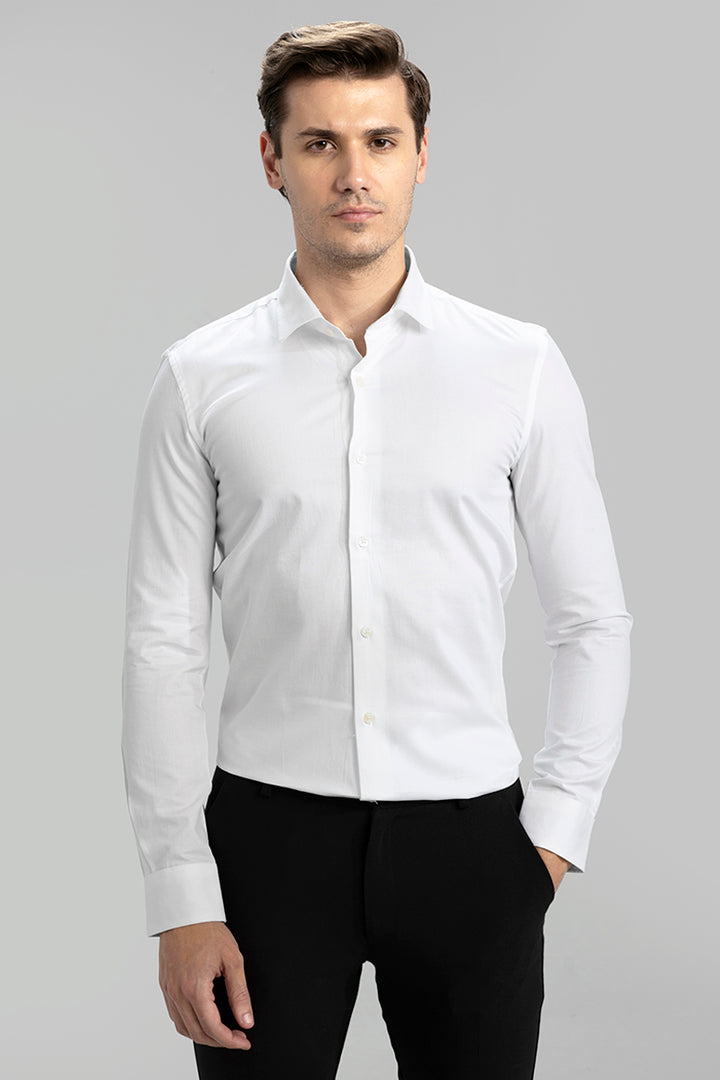 Micro Square White Giza Cotton Shirt