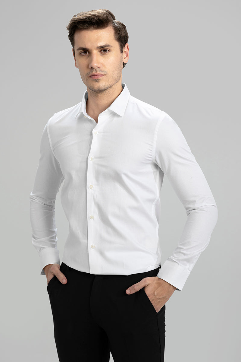 Micro Square White Giza Cotton Shirt