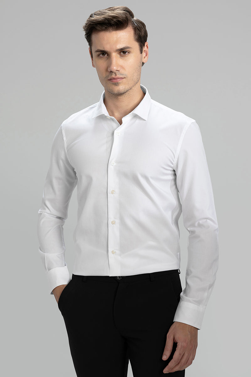 Buy Men's Streak Line White Giza Cotton Shirt Online | SNITCH