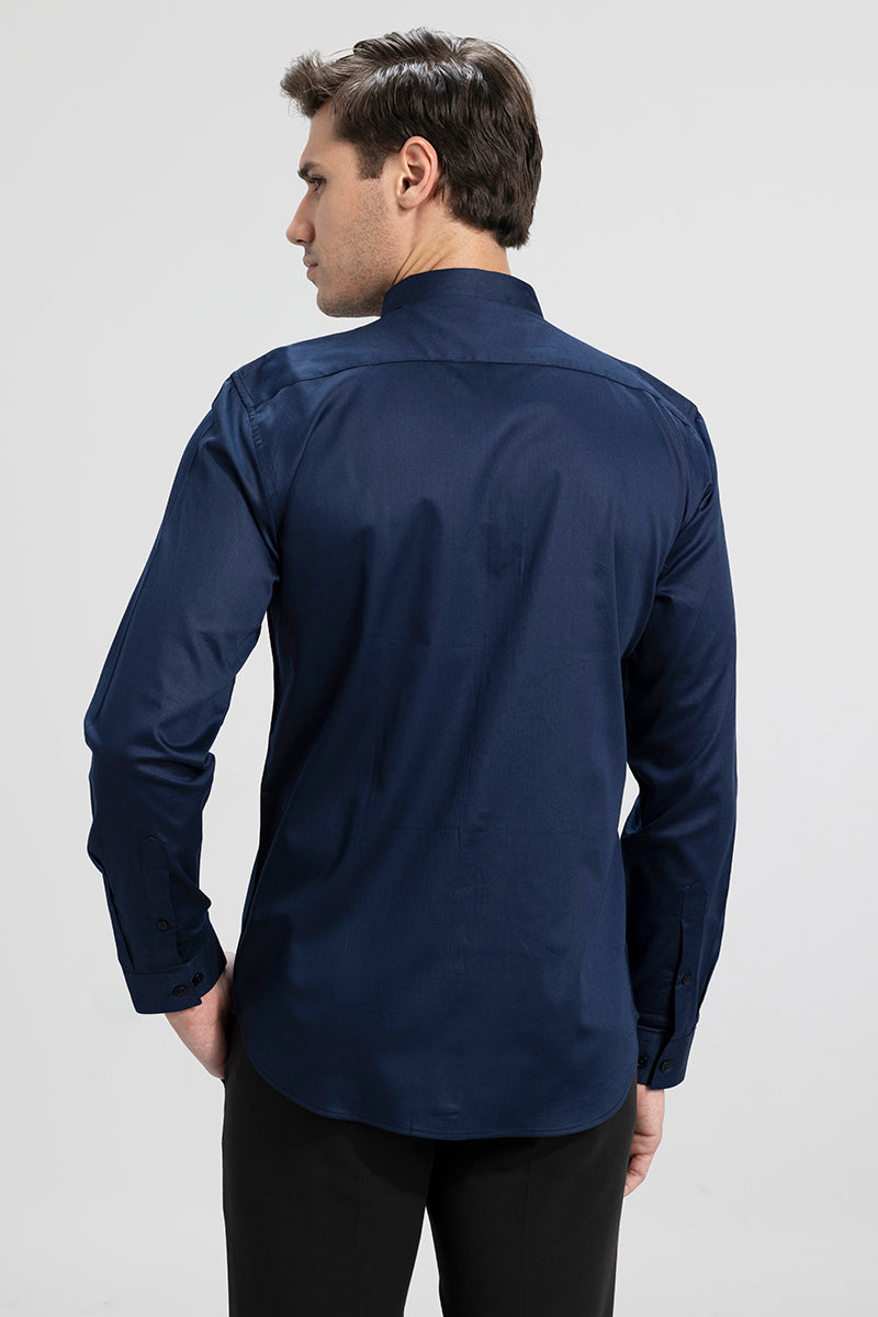 Pleated Pintek Navy Shirt