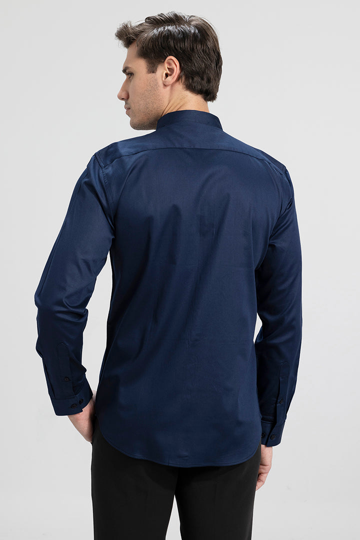 Pleated Pintek Navy Shirt