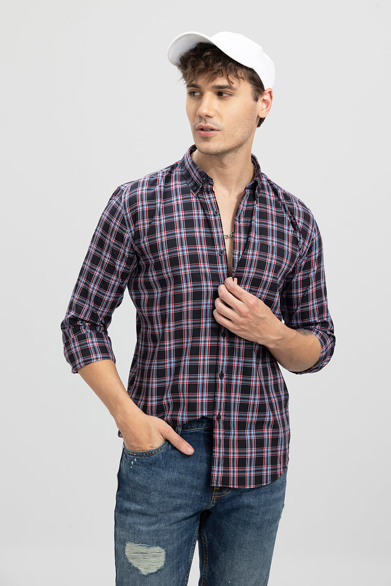 Alternate Square Check Black Shirt