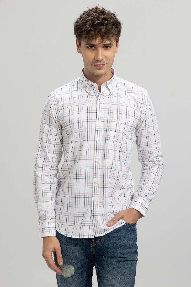 Windowpane Check White Shirt