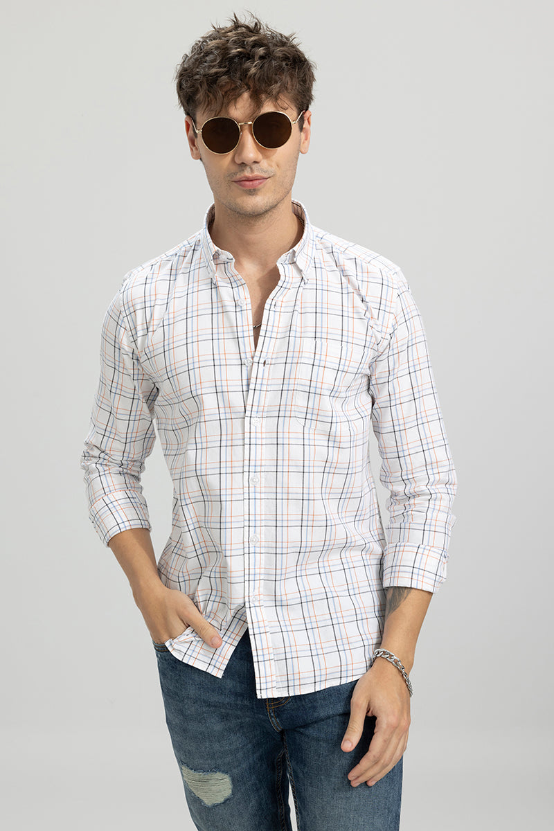 Windowpane Check White Shirt