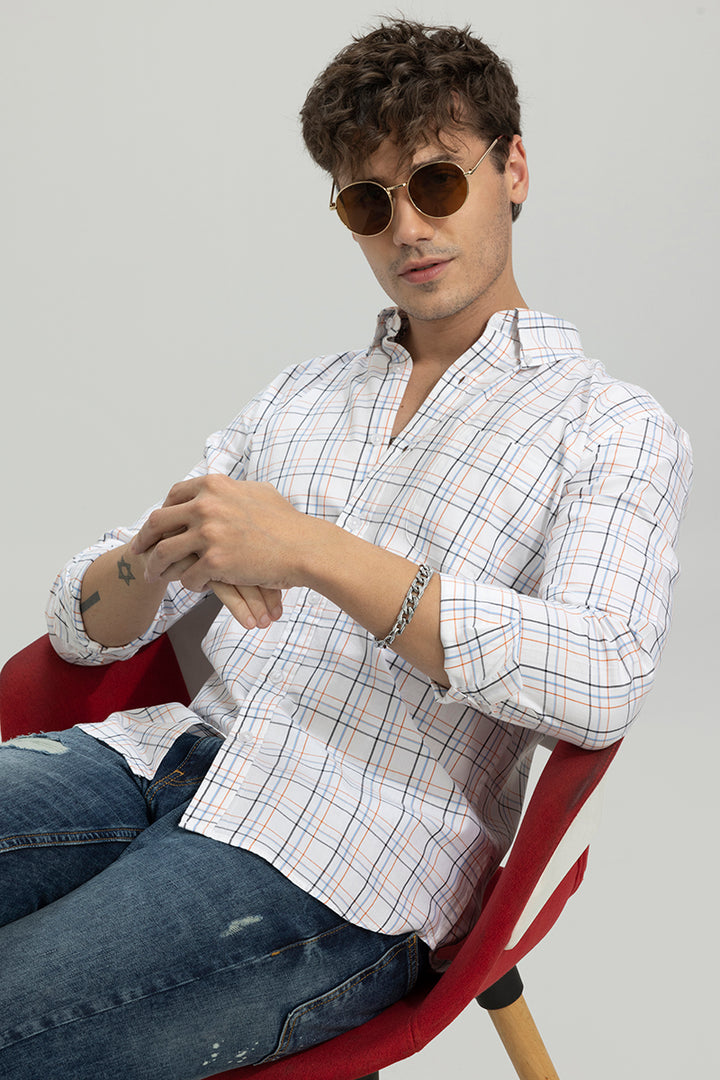 Windowpane Check White Shirt