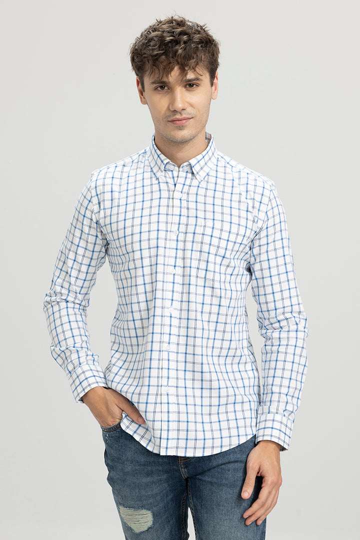 Buy Men's Plaid Check White Shirt Online | SNITCH