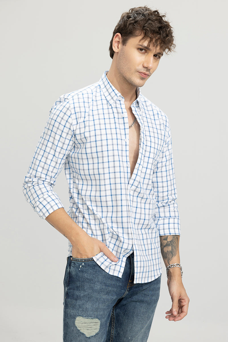 Buy Men's Plaid Check White Shirt Online | SNITCH