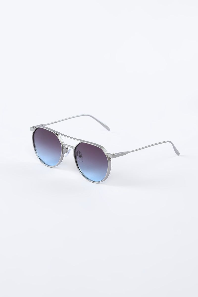 Retro Ellipse Blue Sunglasses