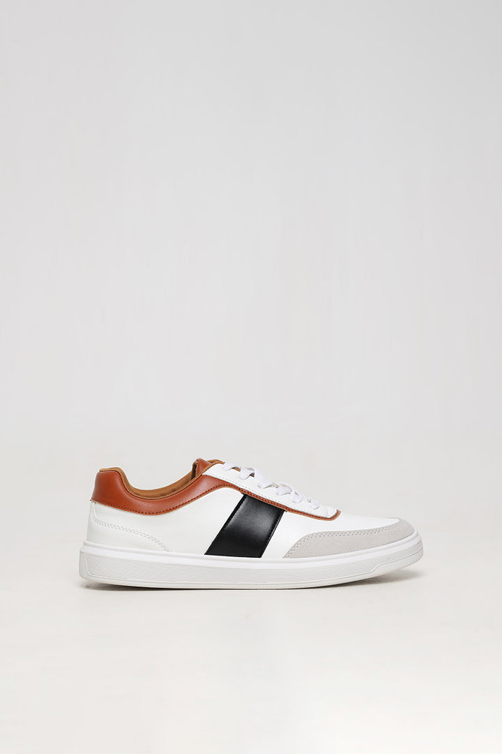 Colour Blocked White Low Top Sneaker