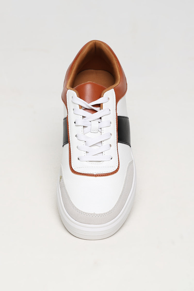 Colour Blocked White Low Top Sneaker