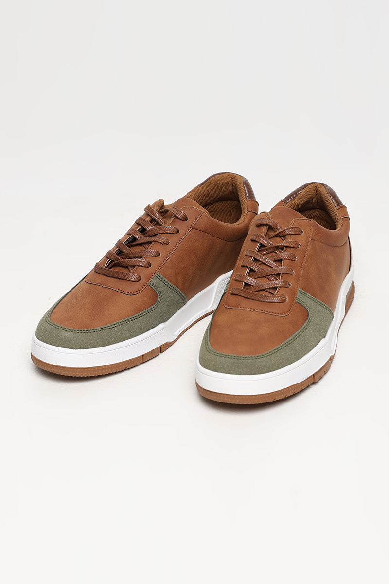 Brown Colour Blocked ow Top Sneaker