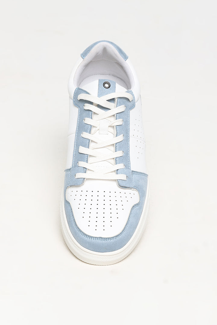 Panelled White & Blue Low Top Sneaker