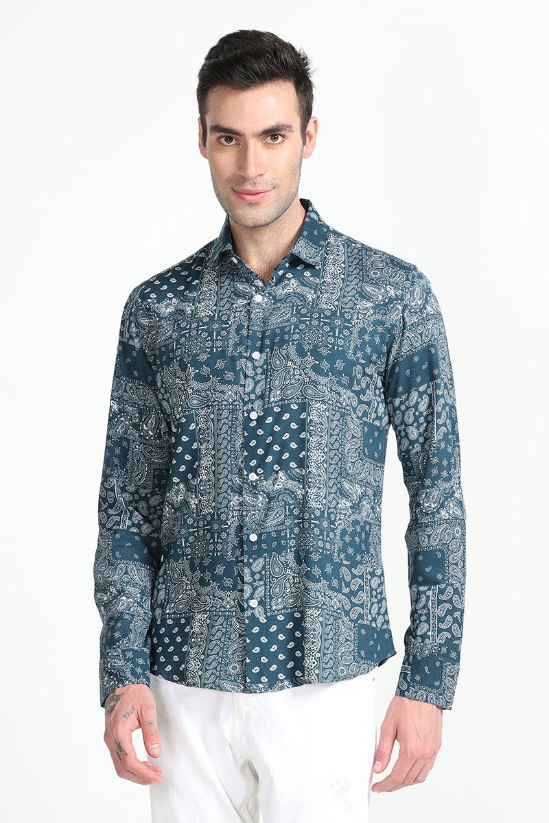 Maginifc Paisley Teal Blue Shirt