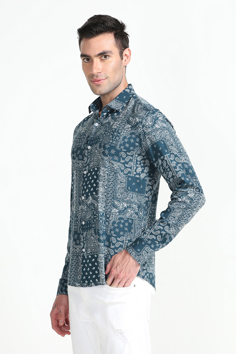 Maginifc Paisley Teal Blue Shirt