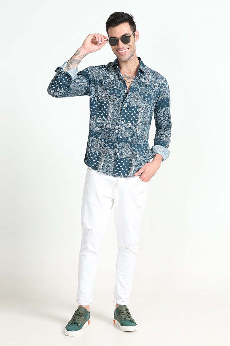 Maginifc Paisley Teal Blue Shirt