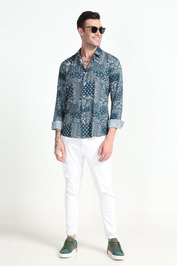 Maginifc Paisley Teal Blue Shirt