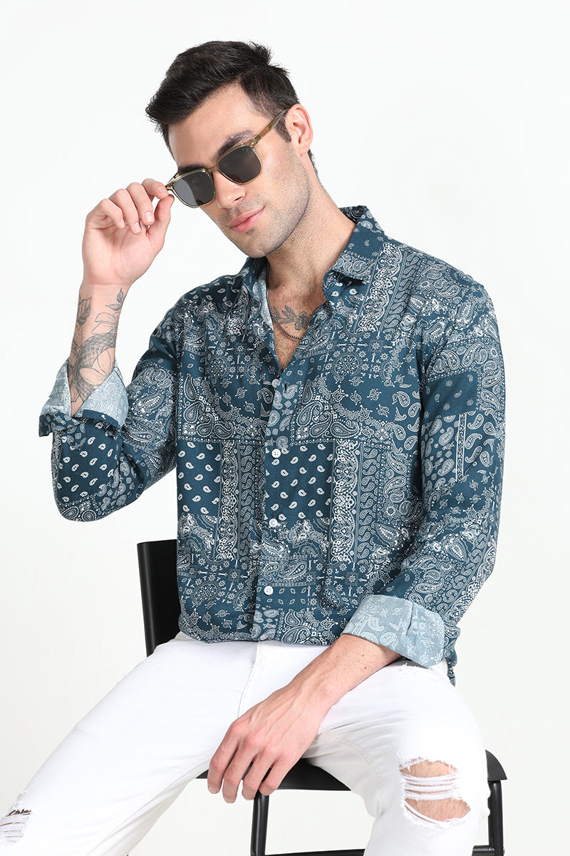 Maginifc Paisley Teal Blue Shirt