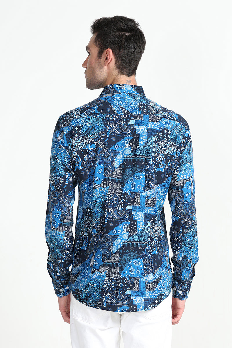 Paisley Print Blue Shirt