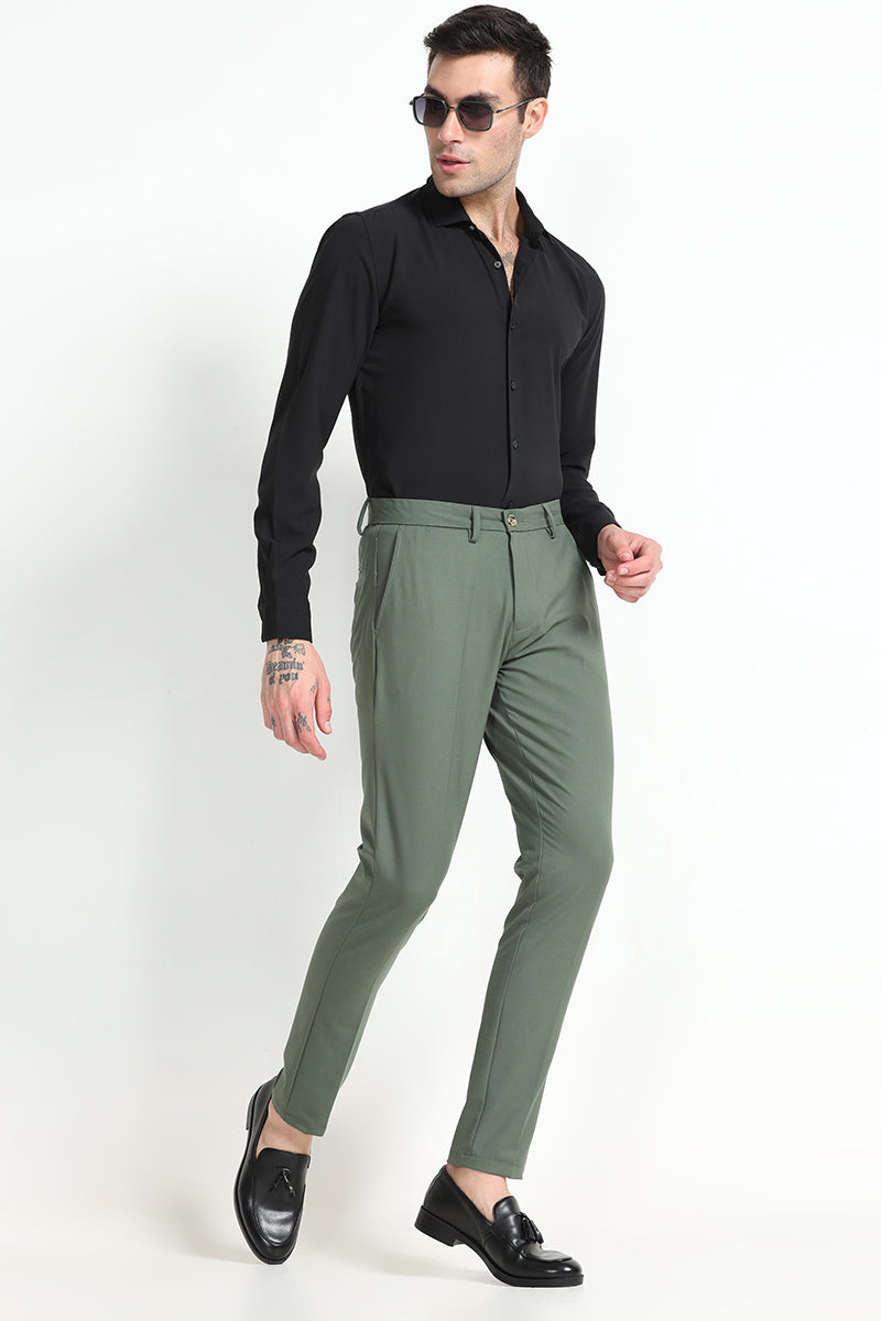 Buy ALLEN SOLLY Dark Green Solid Cotton Blend Slim Fit Boys Trousers |  Shoppers Stop