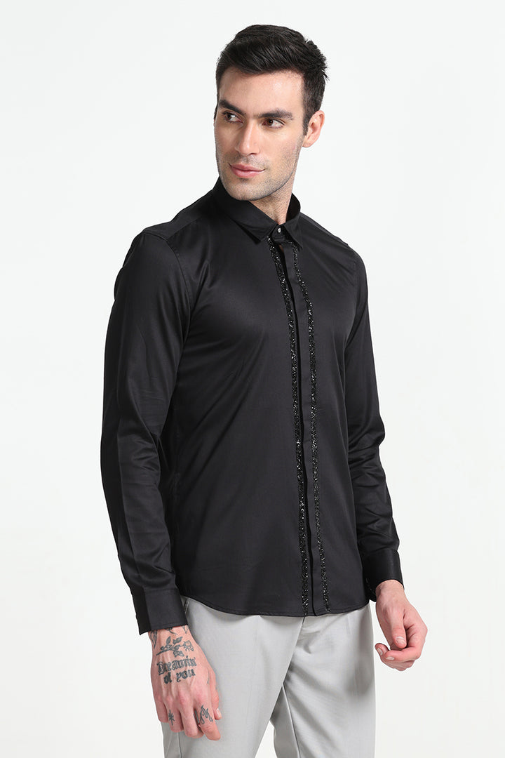 Akin Beaded Black Shirt