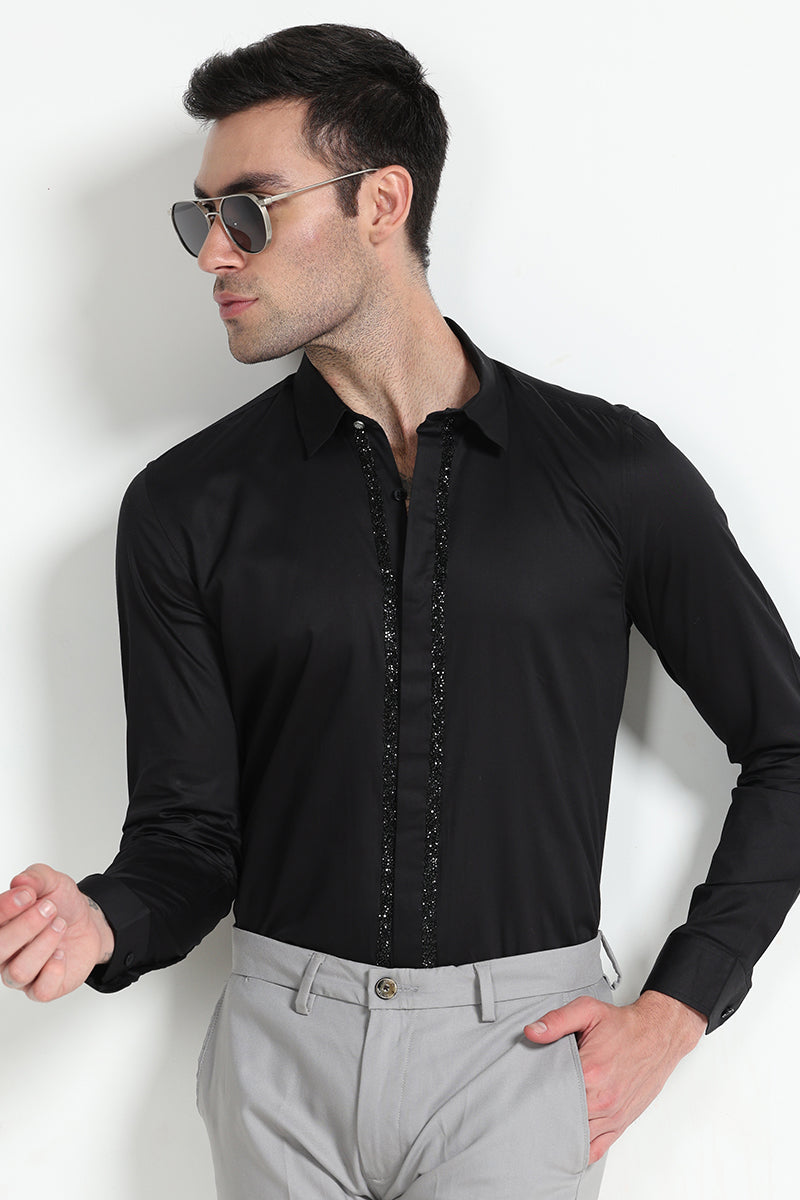 Akin Beaded Black Shirt