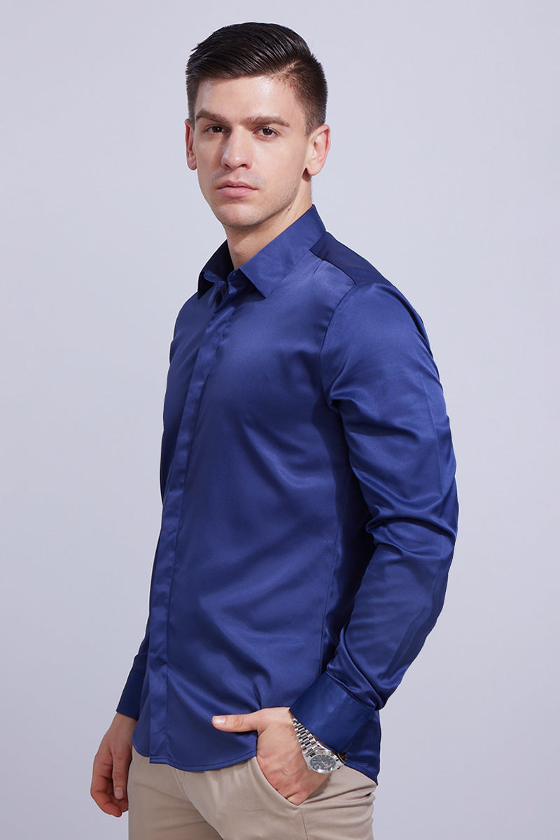 Satiny Royal Blue Shirt