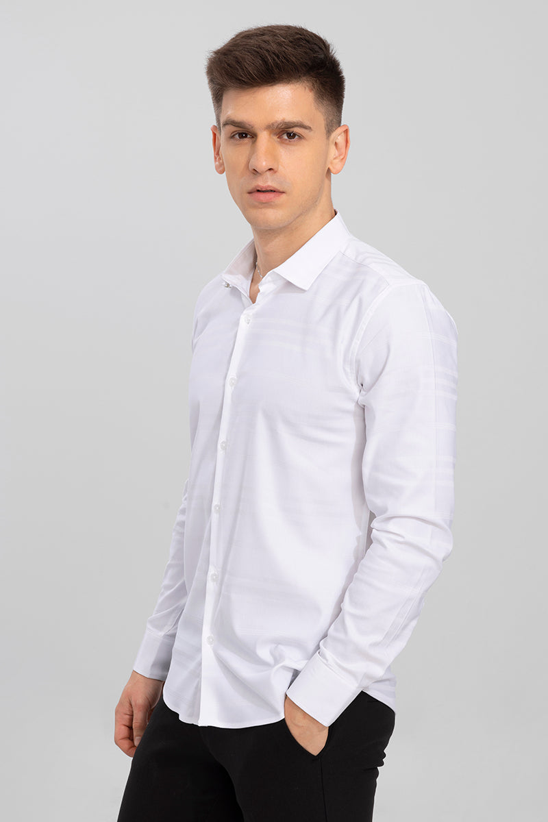 Trio Self Stripe White Shirt