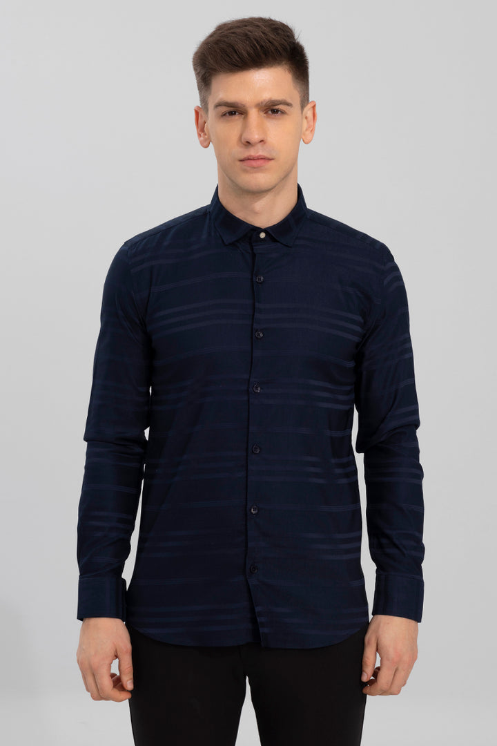 Trio Self Stripe Navy Shirt