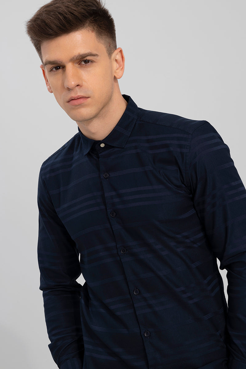 Trio Self Stripe Navy Shirt