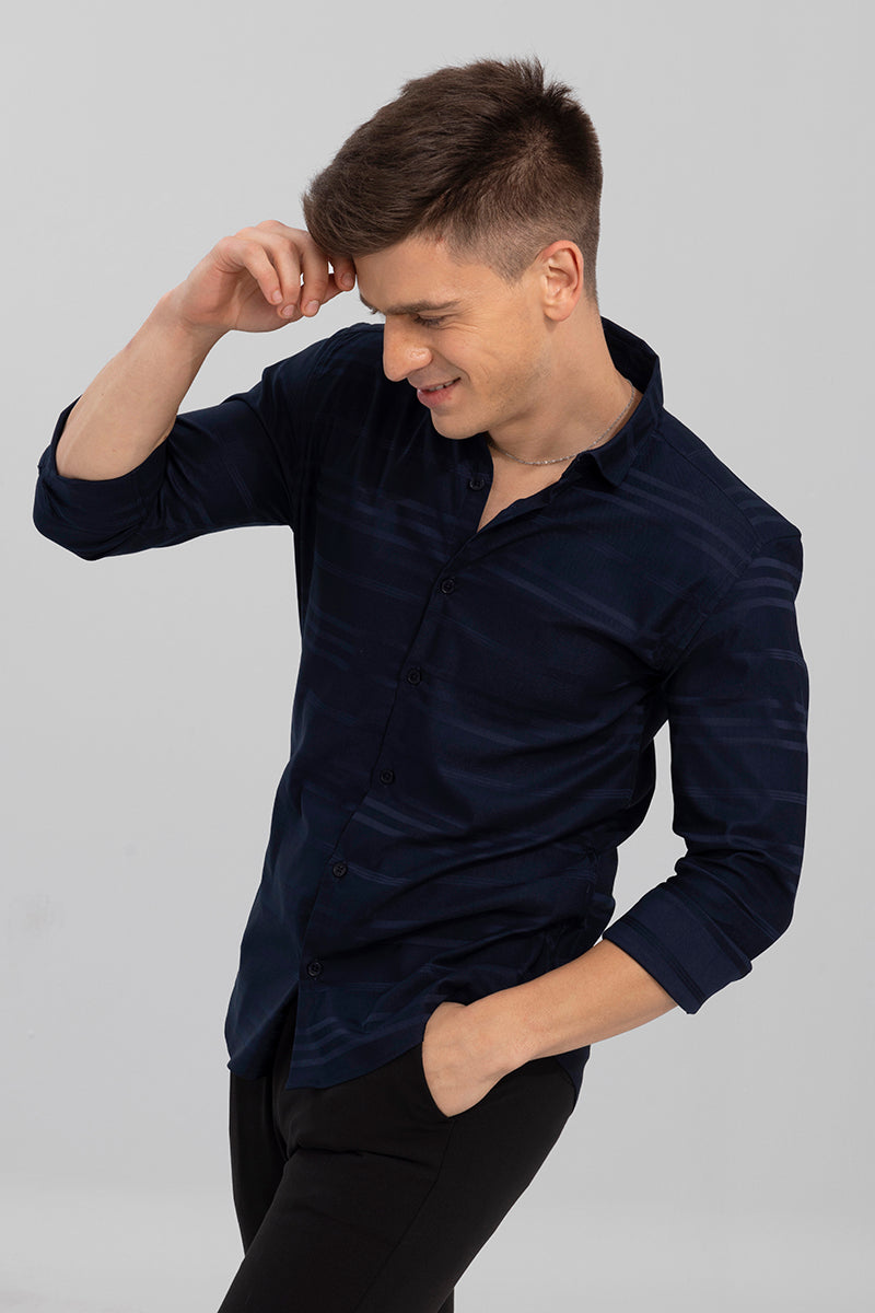 Trio Self Stripe Navy Shirt