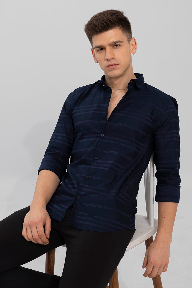 Trio Self Stripe Navy Shirt