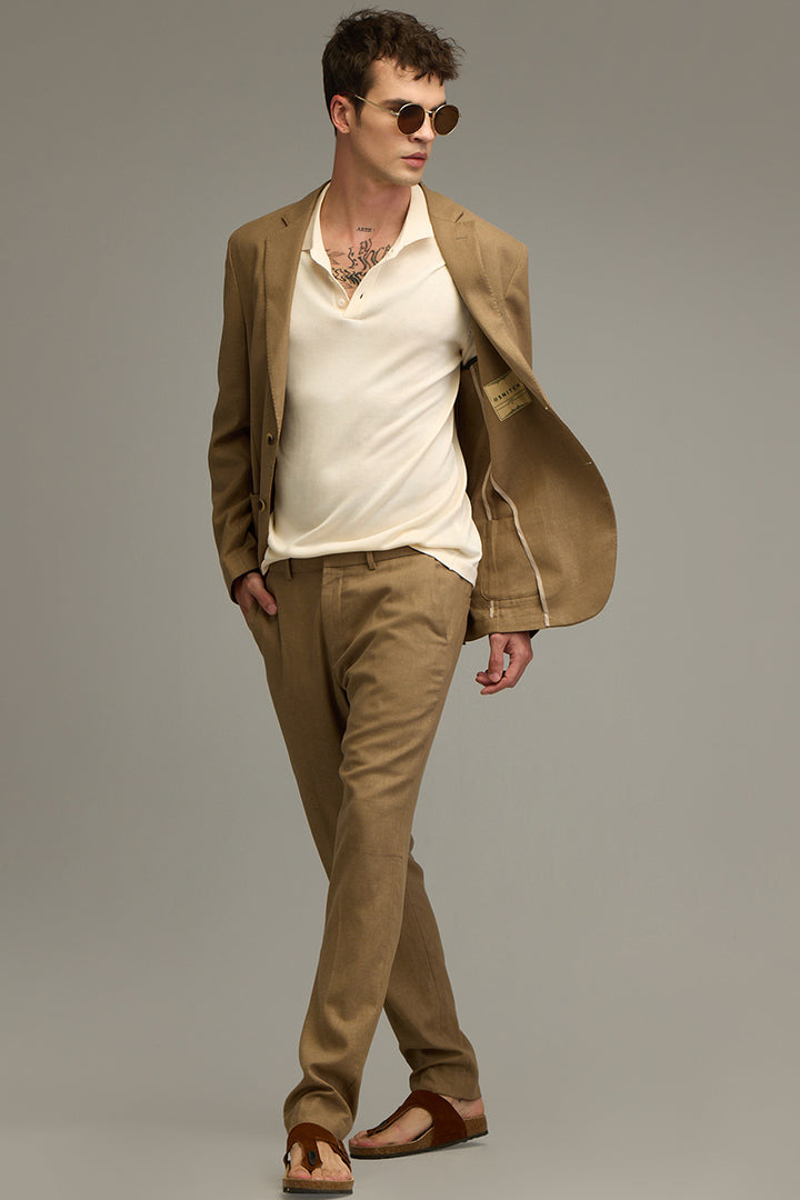 Urban Finesse Khaki Linen Trouser