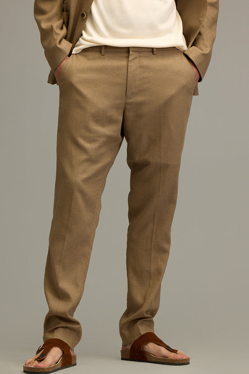 Urban Finesse Khaki Linen Trouser