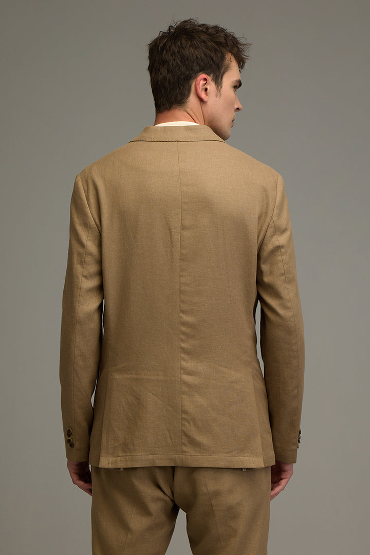 Urban Finesse Khaki Linen Suit Blazer