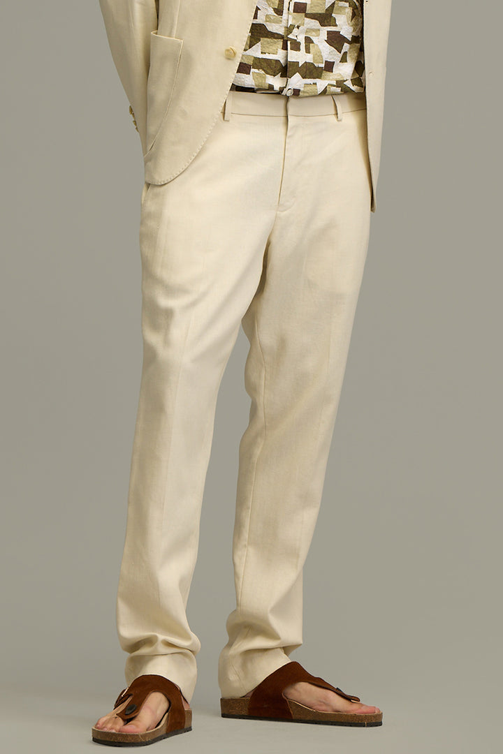 Urban Finesse Cream Linen Trouser