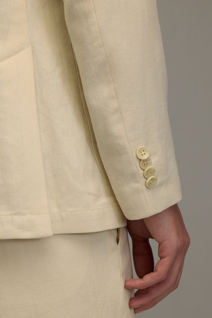 Urban Finesse Cream Linen Suit Blazer