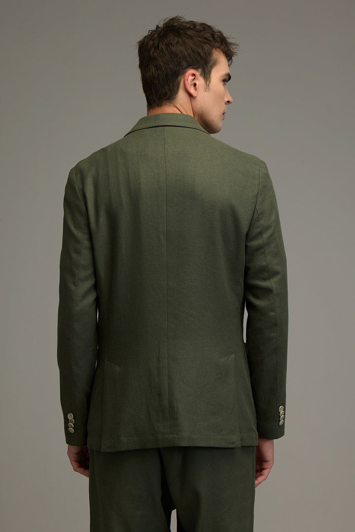 Urban Finesse Olive Linen Suit Blazer