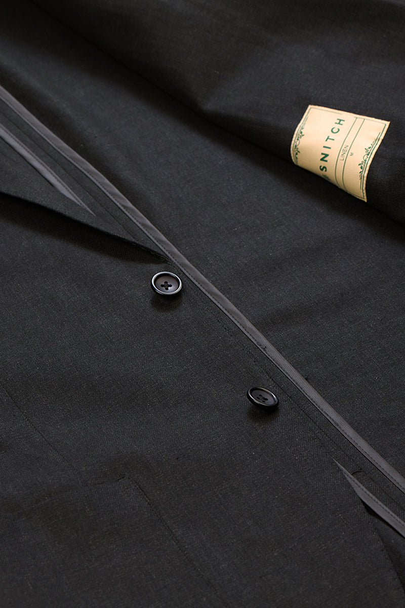 Urban Finesse Black Linen Suit Blazer