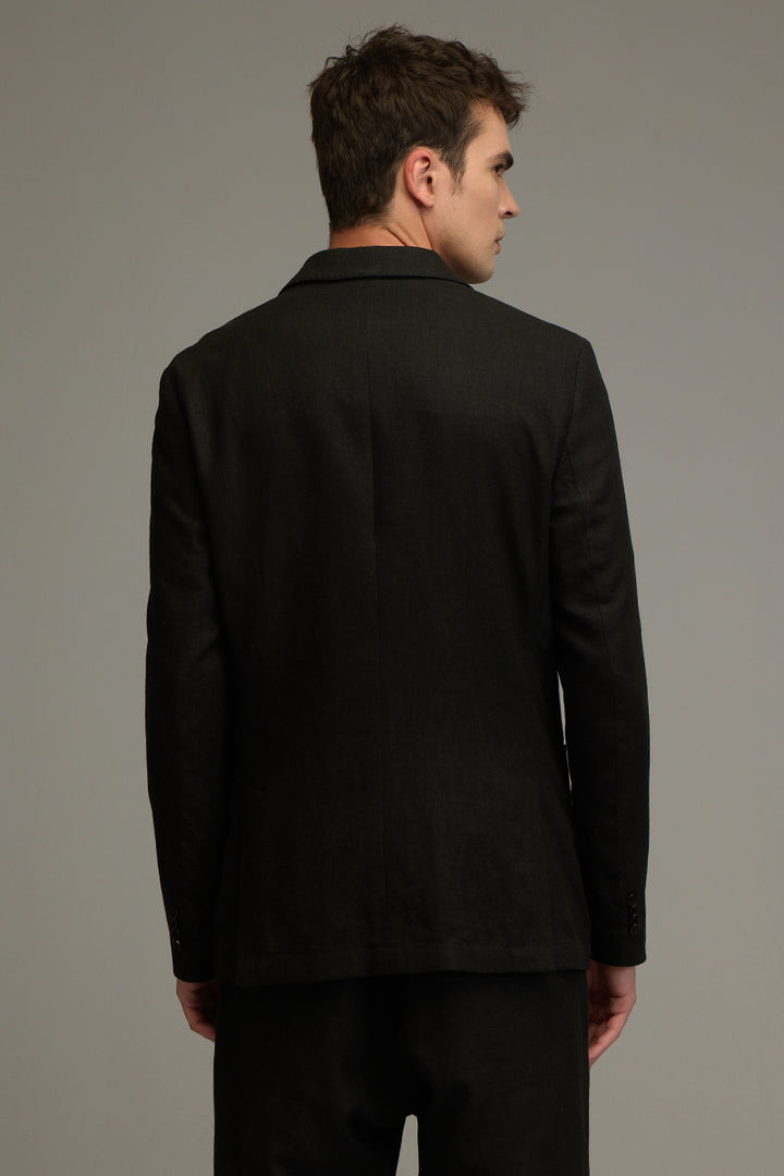 Urban Finesse Black Linen Suit Blazer