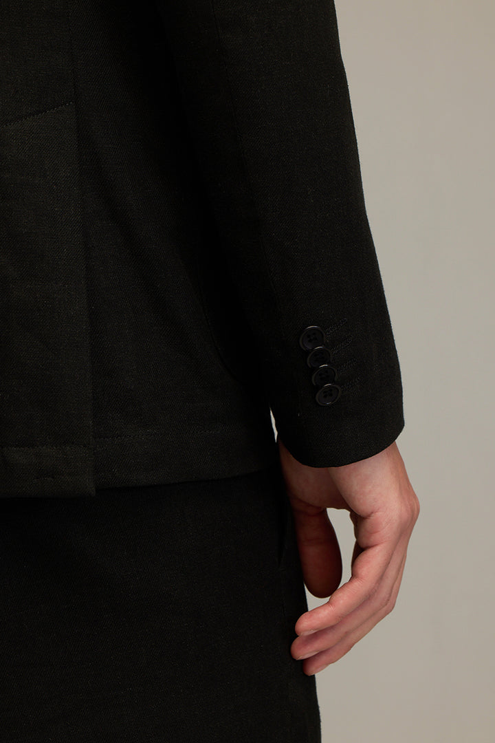 Urban Finesse Black Linen Suit Blazer