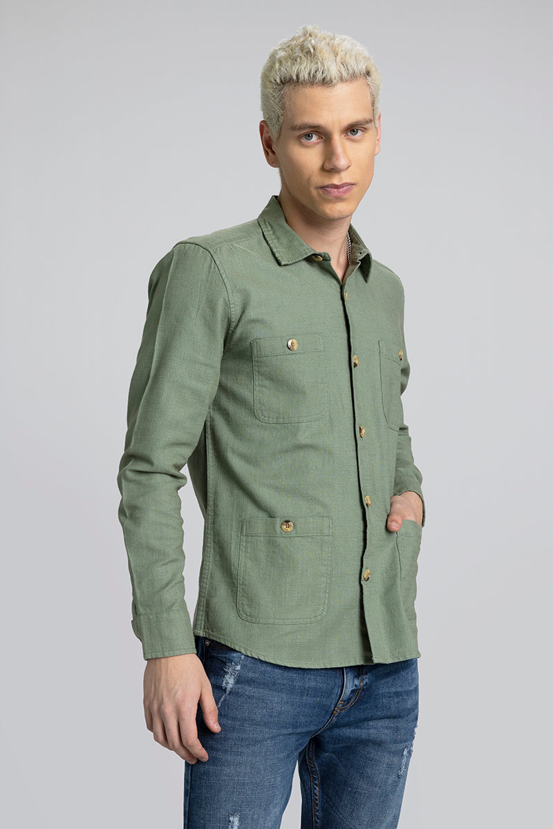 Lin Olive Linen Overshirt