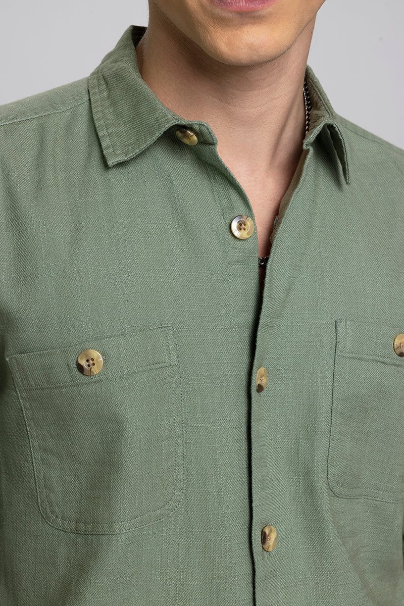 Lin Olive Linen Overshirt