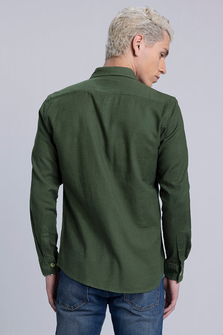 Lin Green Linen Overshirt