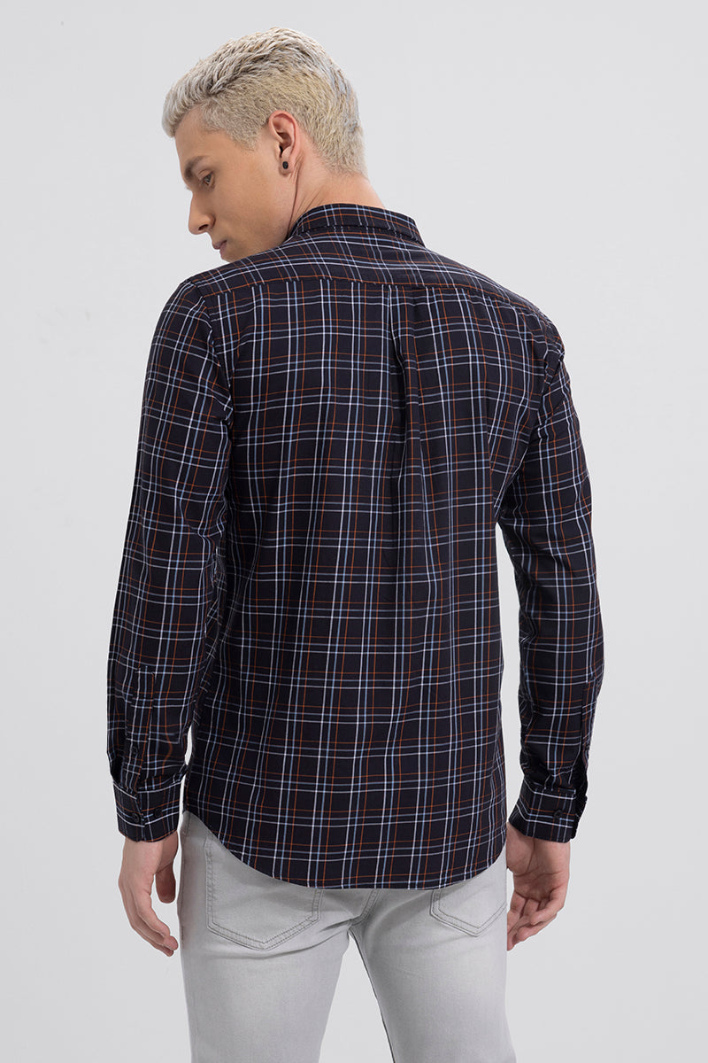 Windowpane Check Black Shirt