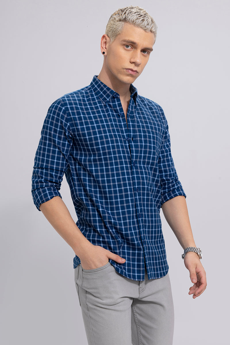 Plaid Check Blue Shirt