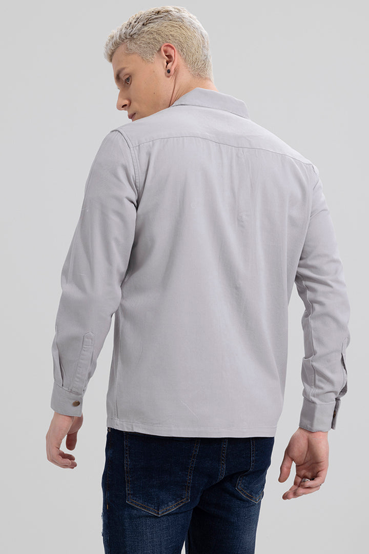 Triple Pocket Pearl Grey Overshirt