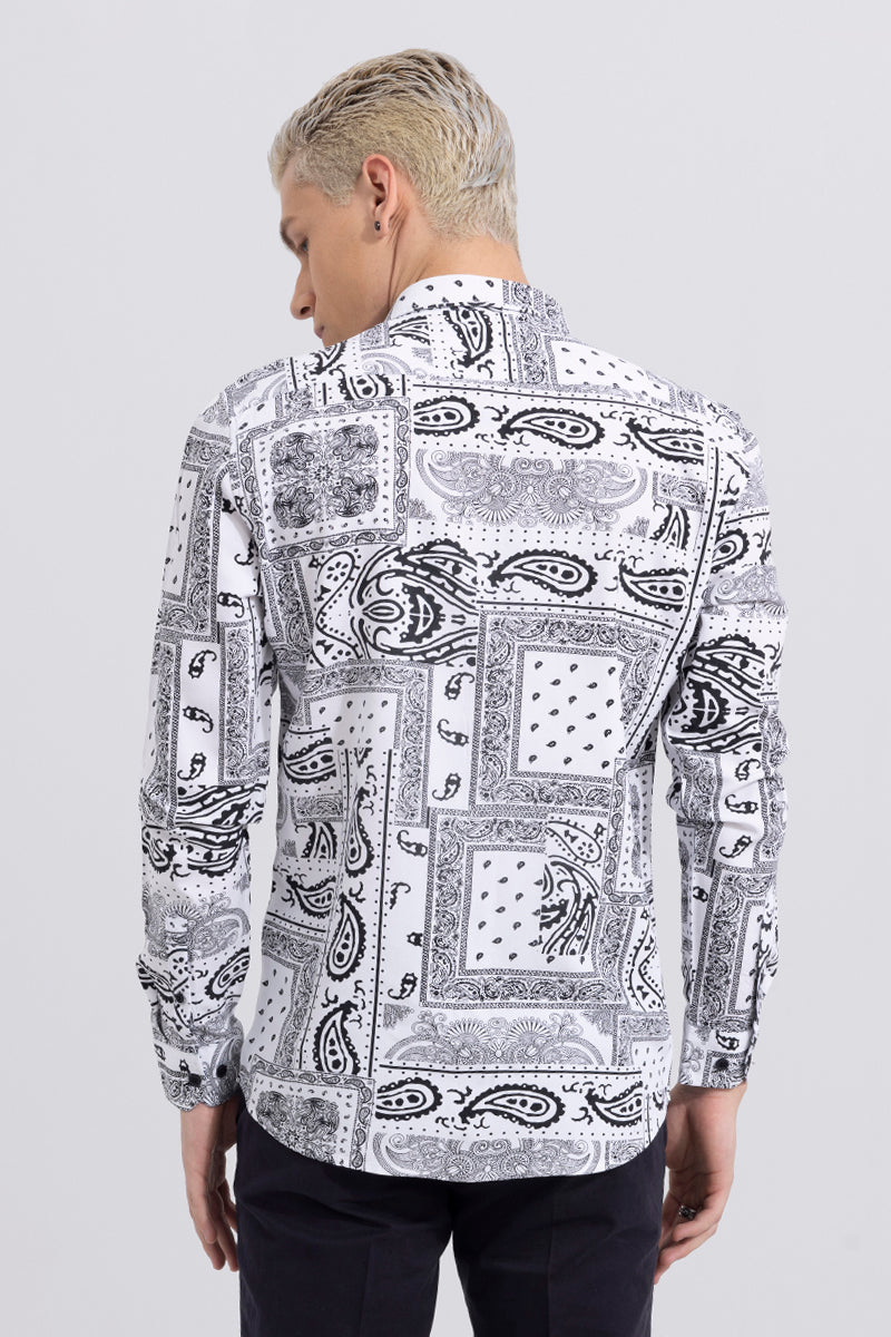 boohooMAN bandana print long sleeve shirt in black