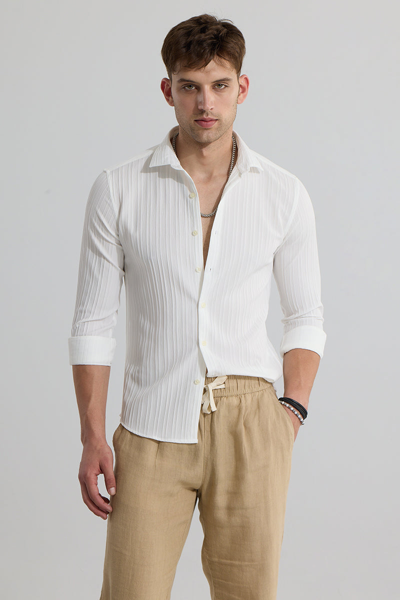 Buy Men's Clasp Striped White Shirt Online | SNITCH