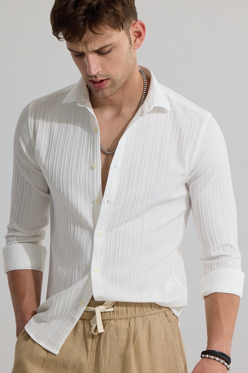 Buy Men's Clasp Striped White Shirt Online | SNITCH